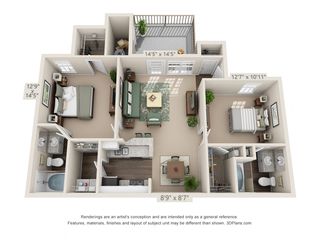 two bedroom, two bath apartment in Savannah